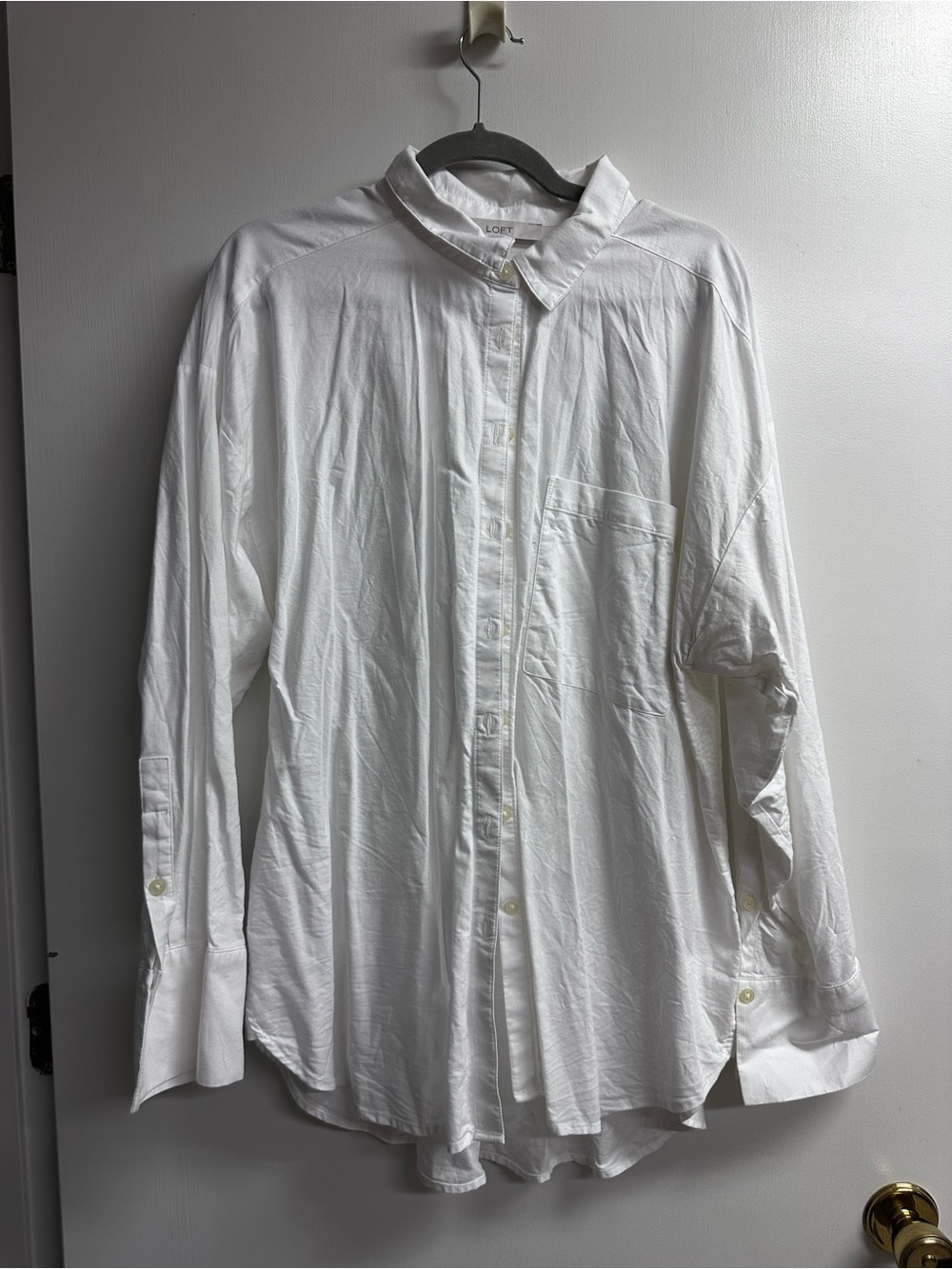 LOFT White Relaxed Button-Up Shirt
